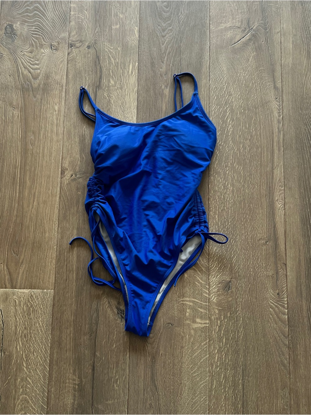 Royal Blue One-Piece Swimsuit with Side Drawstrings